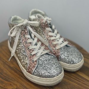 Girls glitter high top sneaker